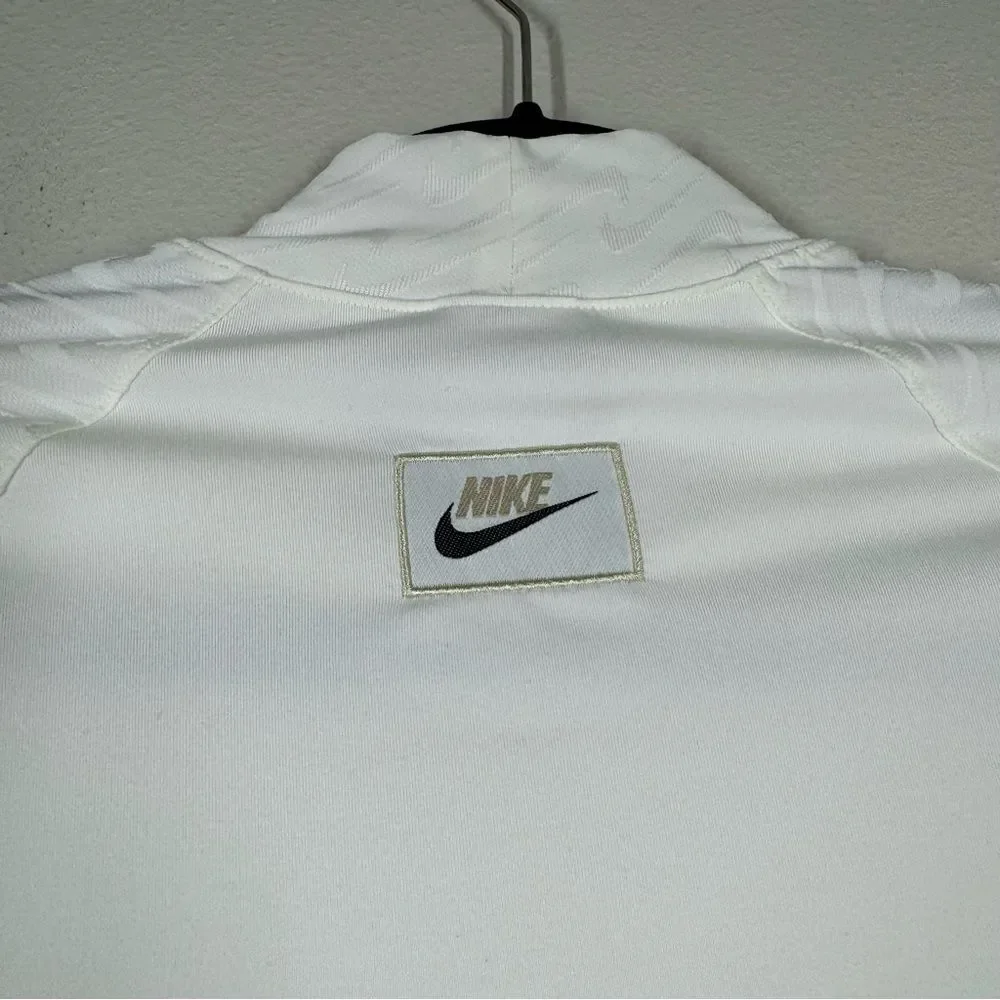 Nike Icon Clash All Over Logo Mock Neck Long Sleeve Shirt Ivory White Medium